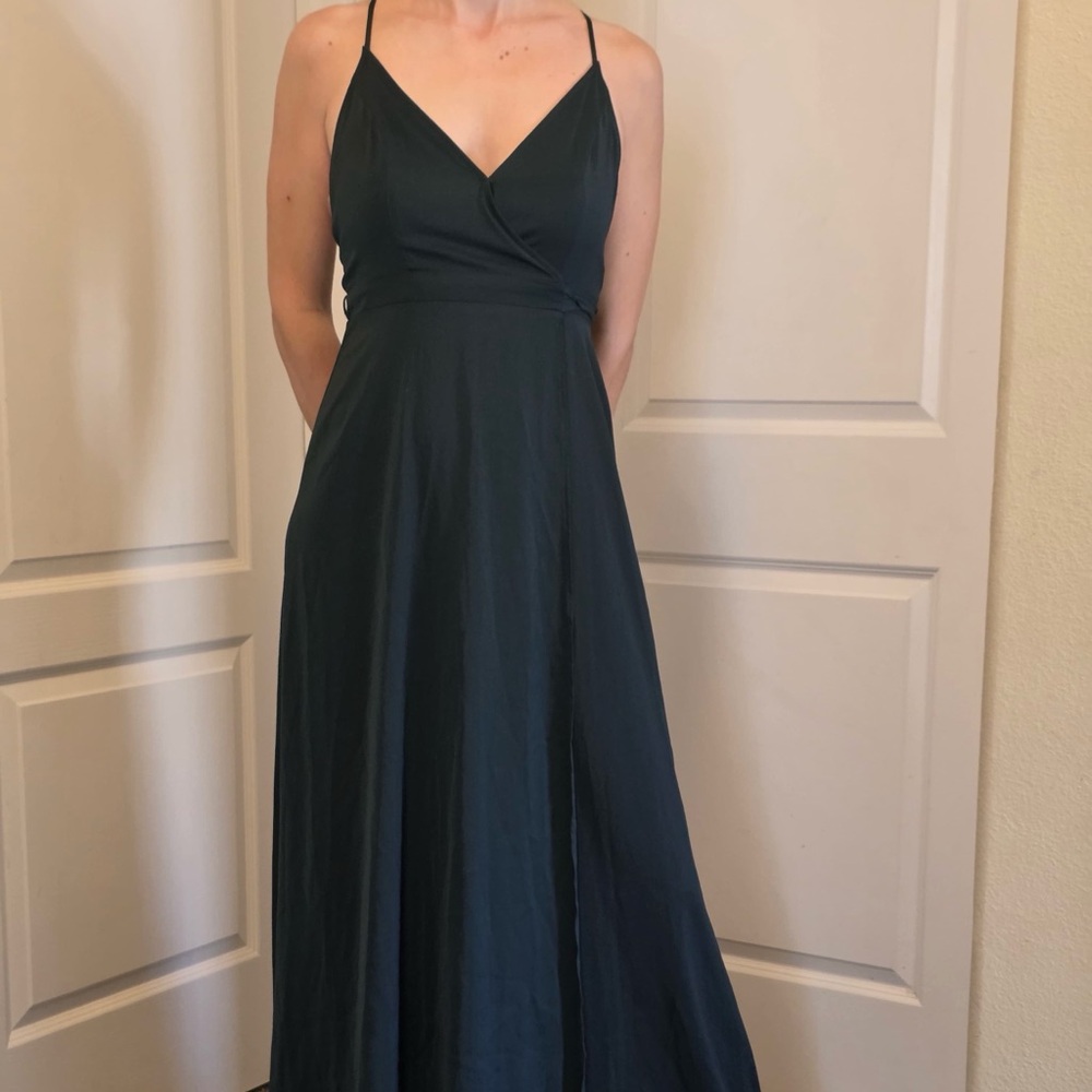 Forever 21 Dark Green Maxi Wrap Dress with Slit Size M - Picture 4 of 7